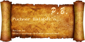 Puchner Balabán névjegykártya